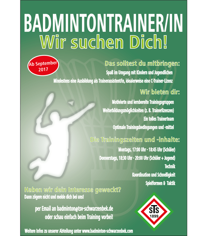 Badmintontrainer gesucht